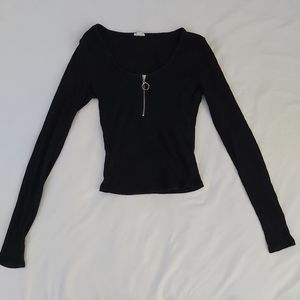 Garage Fitted Long Sleeve Black Shirt